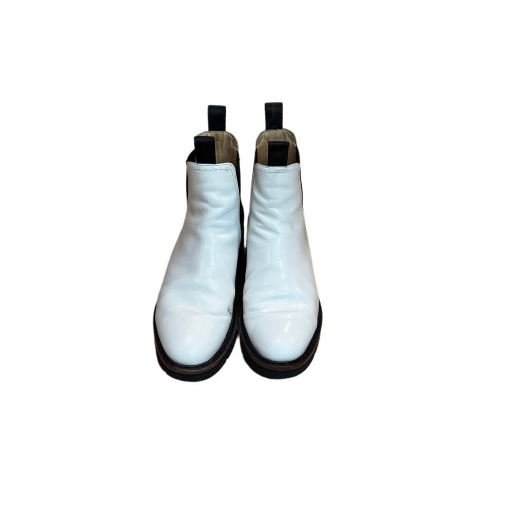 White Leather Chelsea Ankle Boots